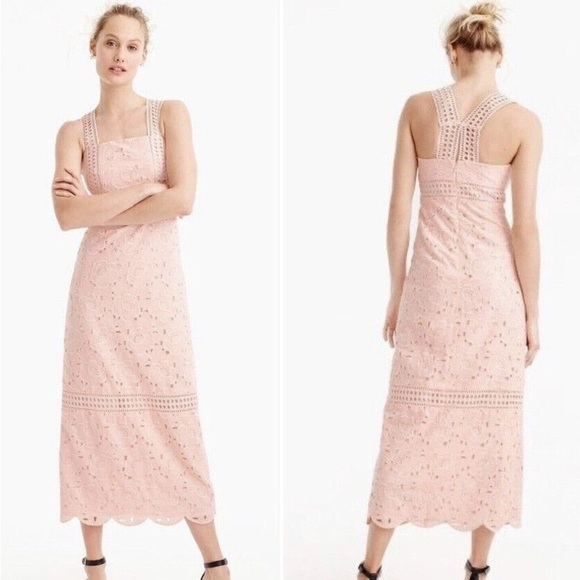 J. Crew Collection Black Label Austrian Eyelet Maxi Dress Pale Pink (D10) - Picture 1 of 7